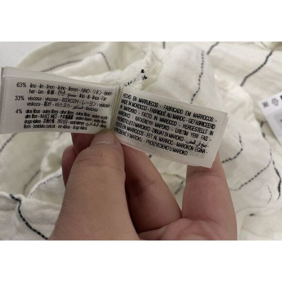 Zara Srpls Womes Midi Skirt XS White Black Striped Linen Blend 4676/900 NWT - Picture 11 of 16